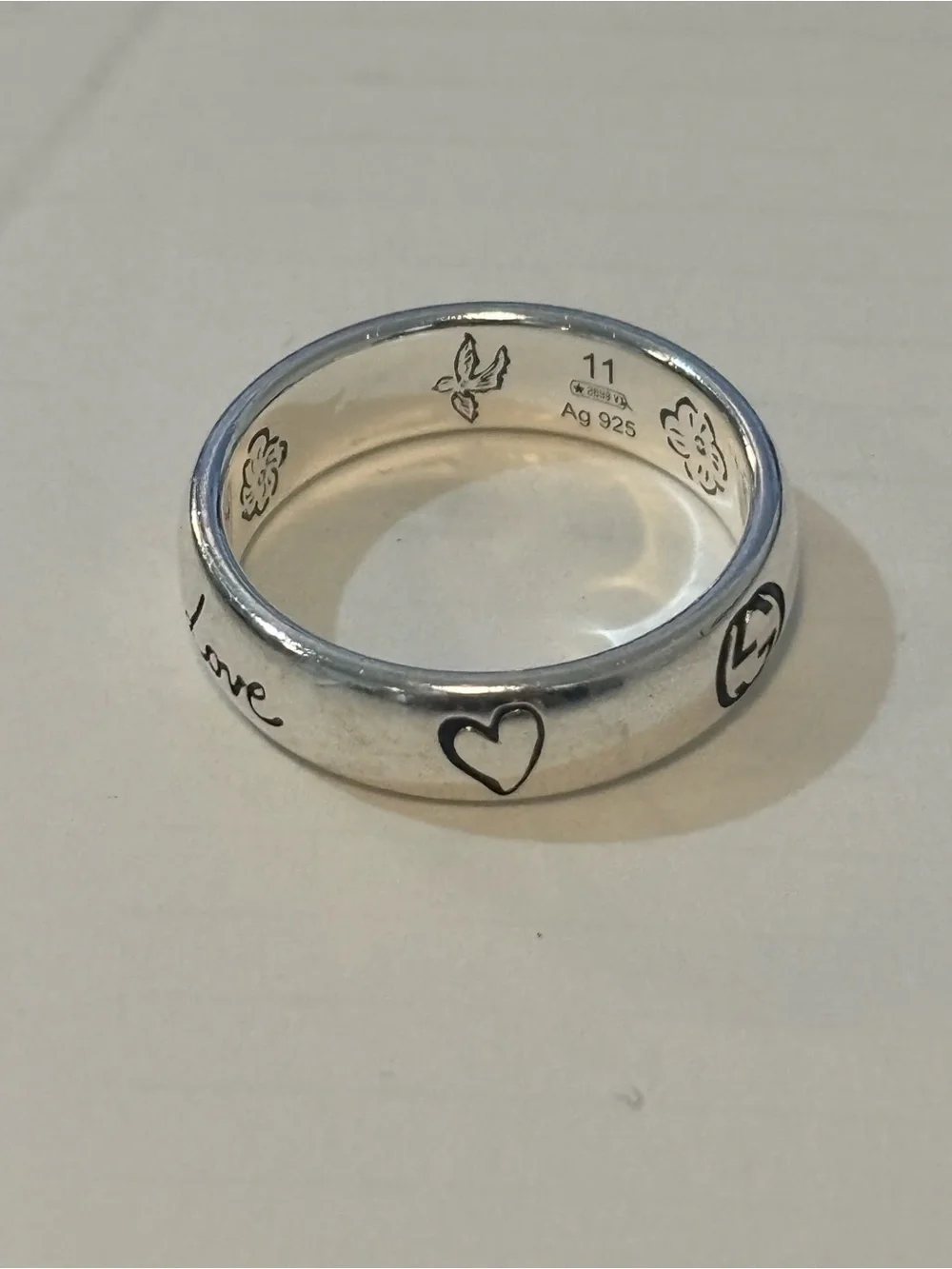 Gucci Silver 'Blind for Love' Ring IT11 US5.5-6